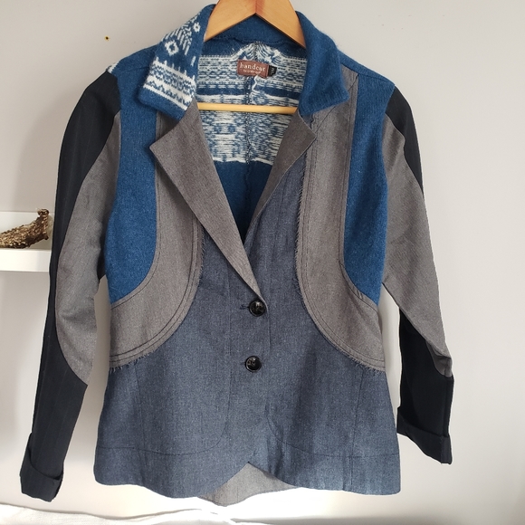 Preloved Jackets & Blazers - 🇨🇦 Preloved Upcycled Wool Blazer Jacket Grey M